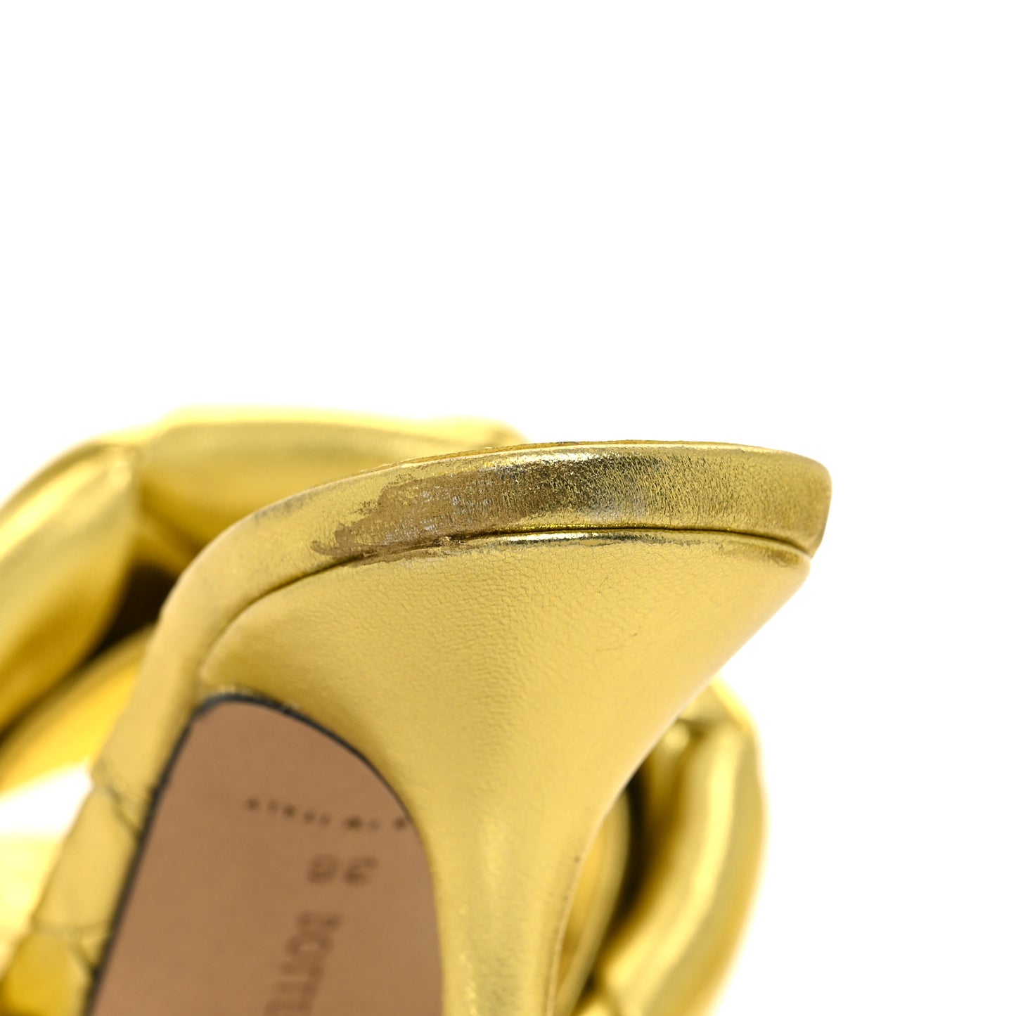 Metallic Nappa Maxi Reflection Weave Lido 90mm Mule Sandals 36 Gold