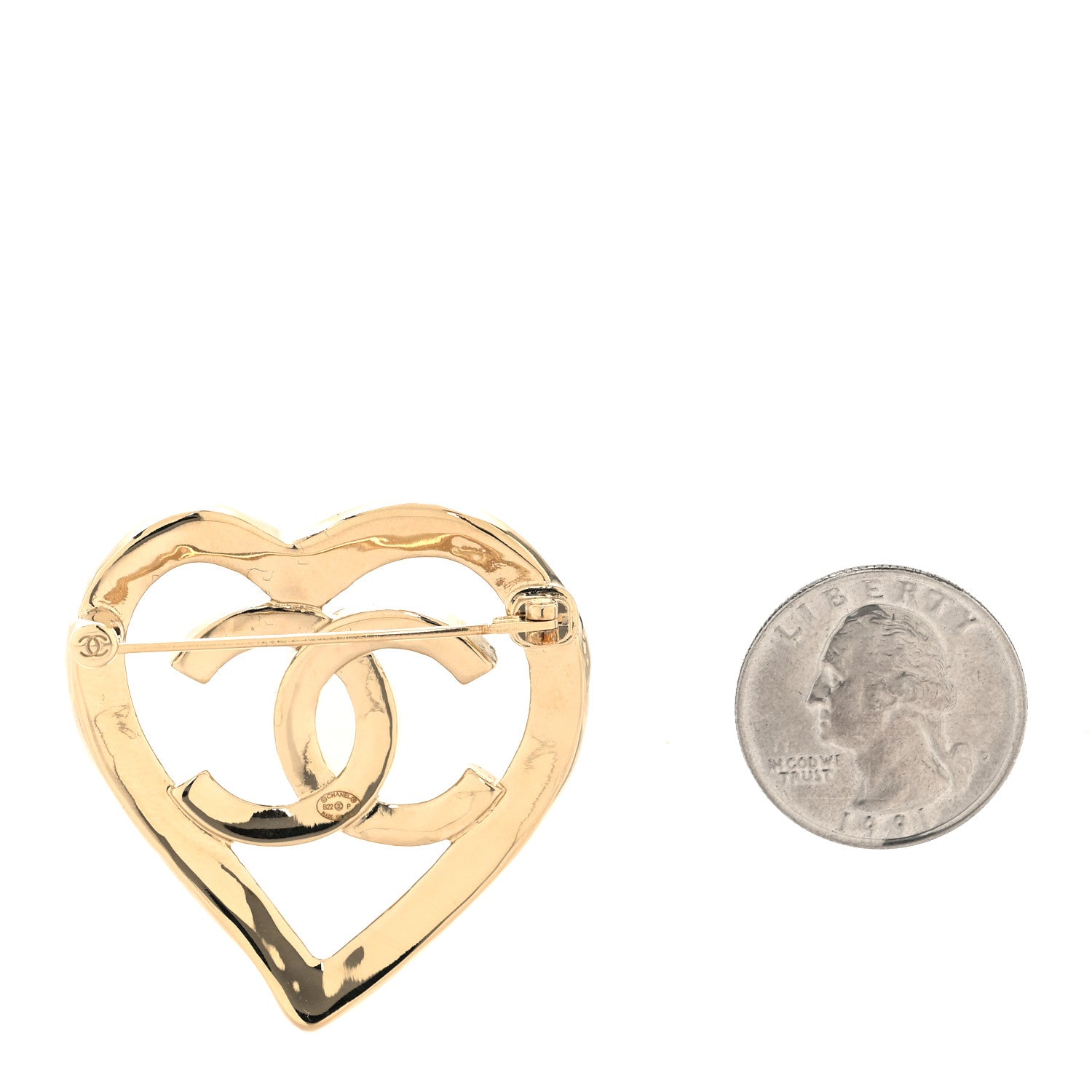Chanel Metal CC Heart Coco In Love Brooch Gold 2 of 4
