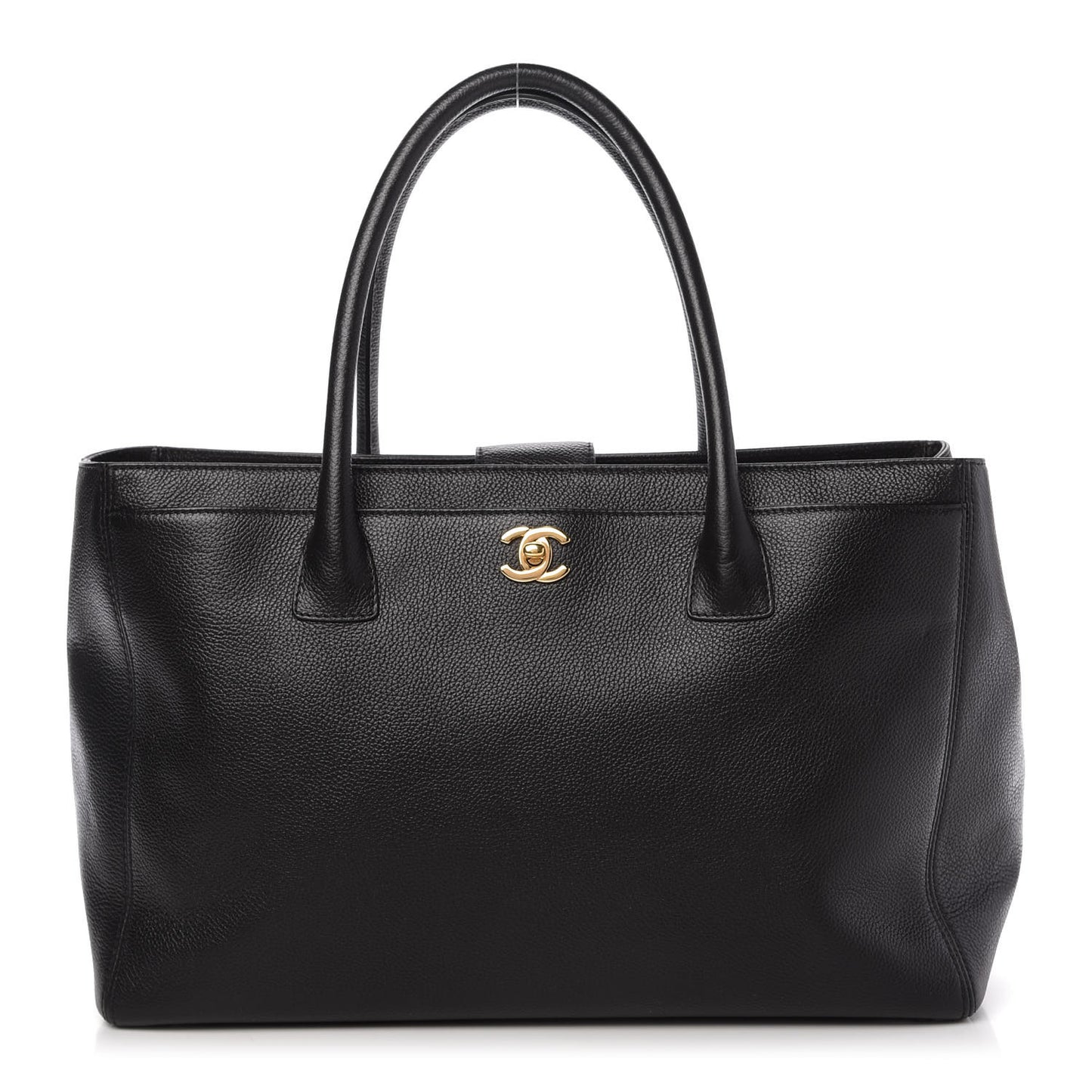 Calfskin Cerf Executive Shopper Tote Black