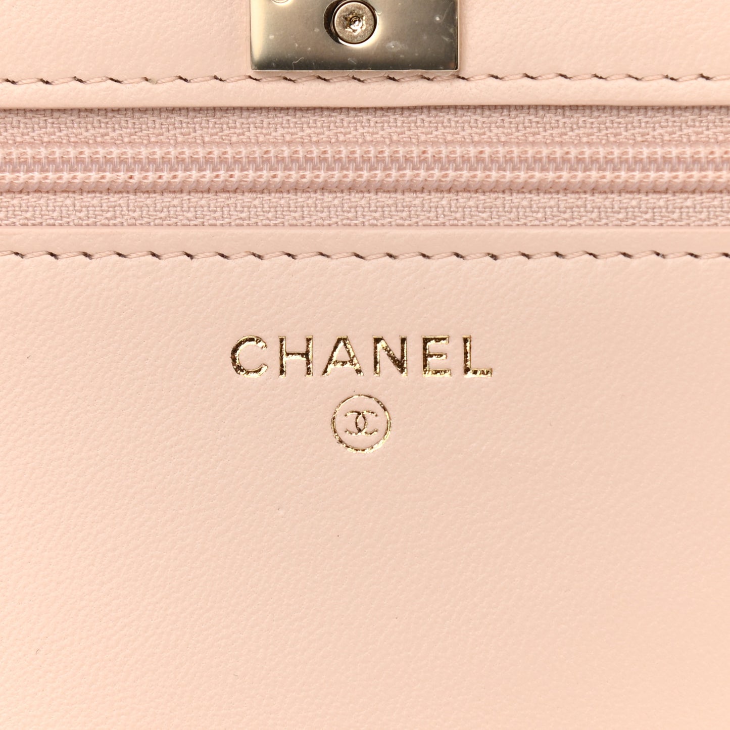 Lambskin Quilted Trendy CC Wallet On Chain WOC Light Beige