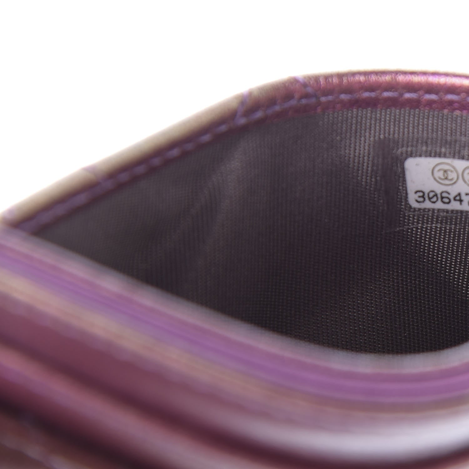 Chanel Iridescent Lambskin Quilted Card Holder Purple 8 of 9