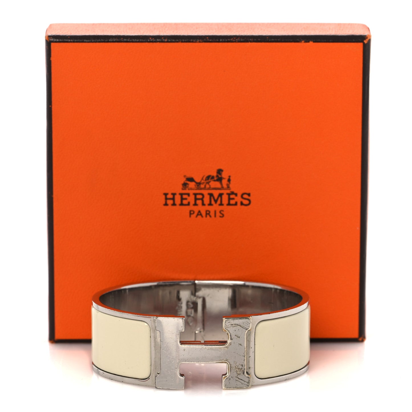 Enamel Wide Clic Clac H Bracelet PM Craie