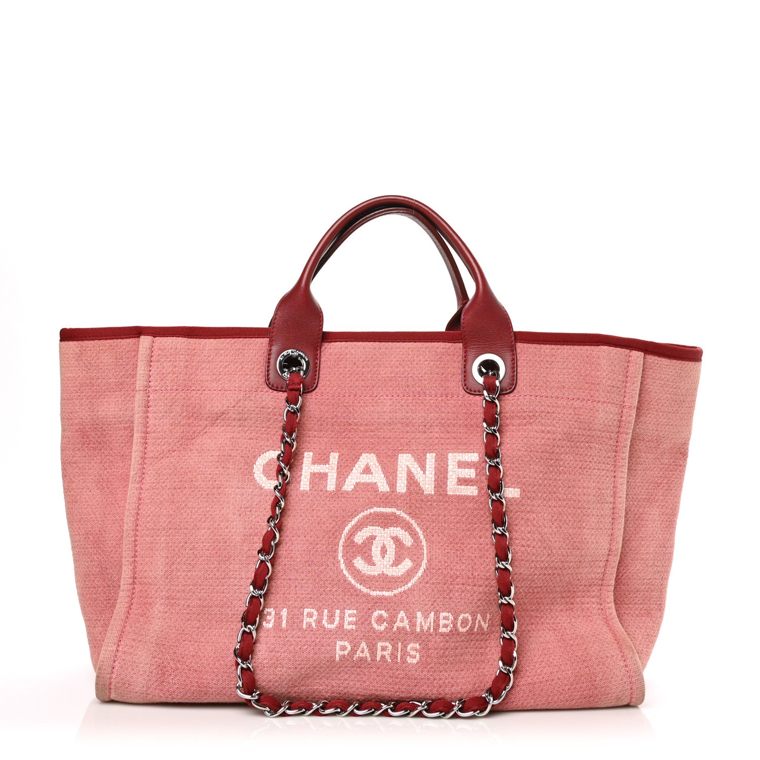 Chanel Canvas Medium Deauville Tote Red 1 of 8