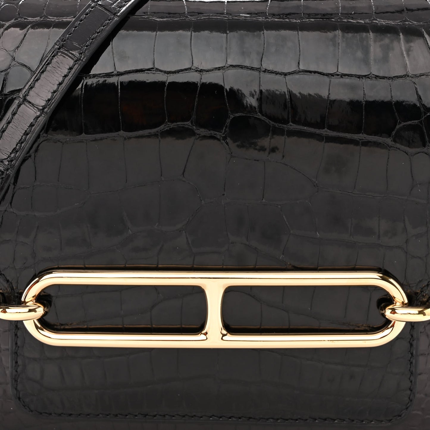 Shiny Alligator Mini Sac Roulis Black