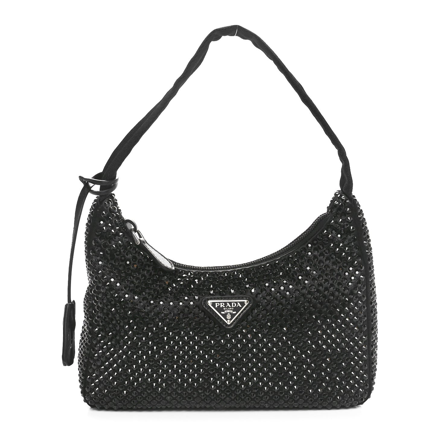 Satin Crystal Mini Re-Edition 2000 Bag Black