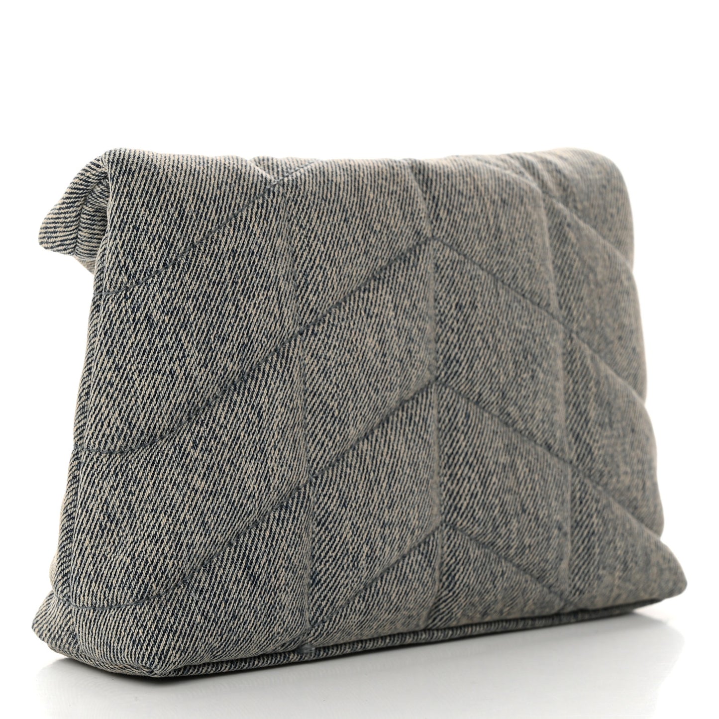 Denim Quilted Monogram Loulou Puffer Pouch Clutch Blue Gray Light Azur