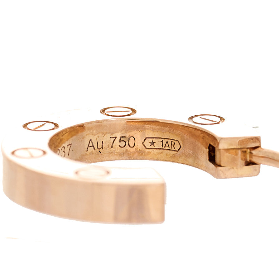 18K Pink Gold Single LOVE Hoop Earring