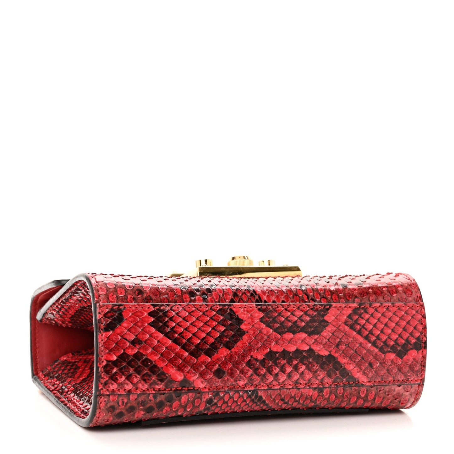 Snakeskin Small Padlock Shoulder Bag Red