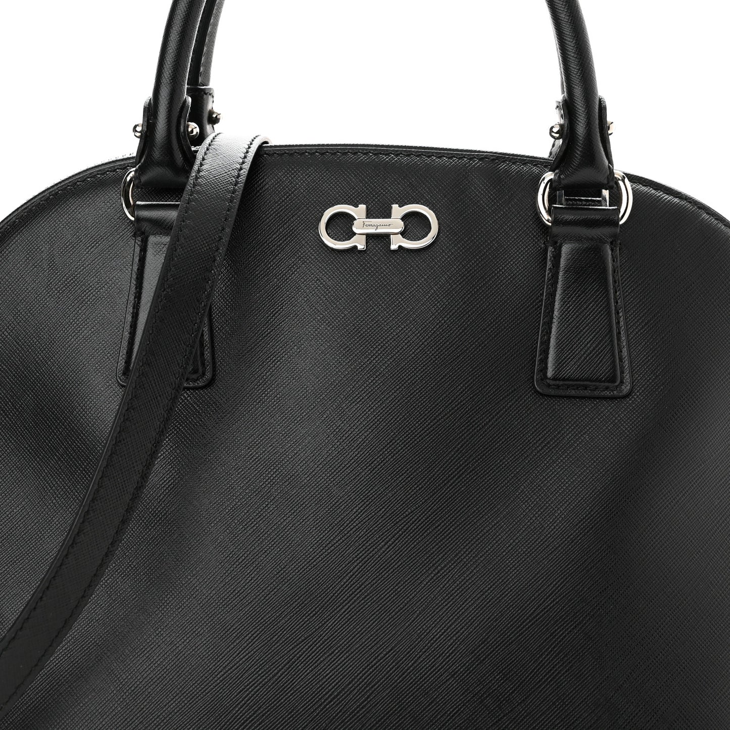 Hammered Calfskin Darina Convertible Satchel Black