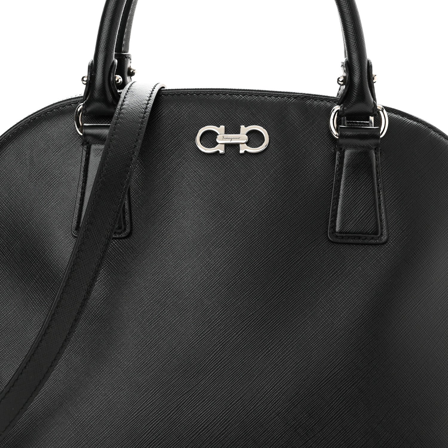 Salvatore Ferragamo Hammered Calfskin Darina Convertible Satchel Black 7 of 9