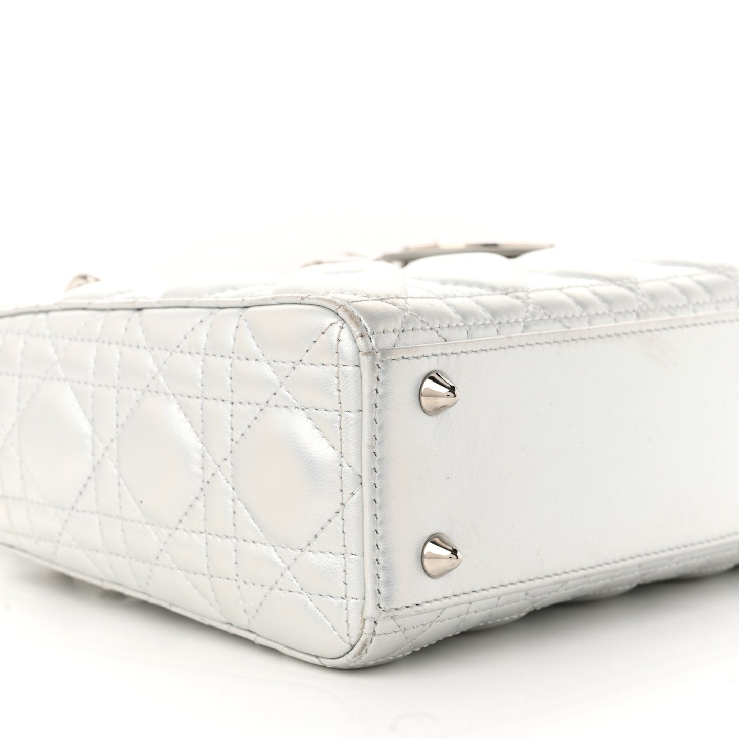 Iridescent Metallic Lambskin Cannage Small My ABCDior Lady Dior Silver
