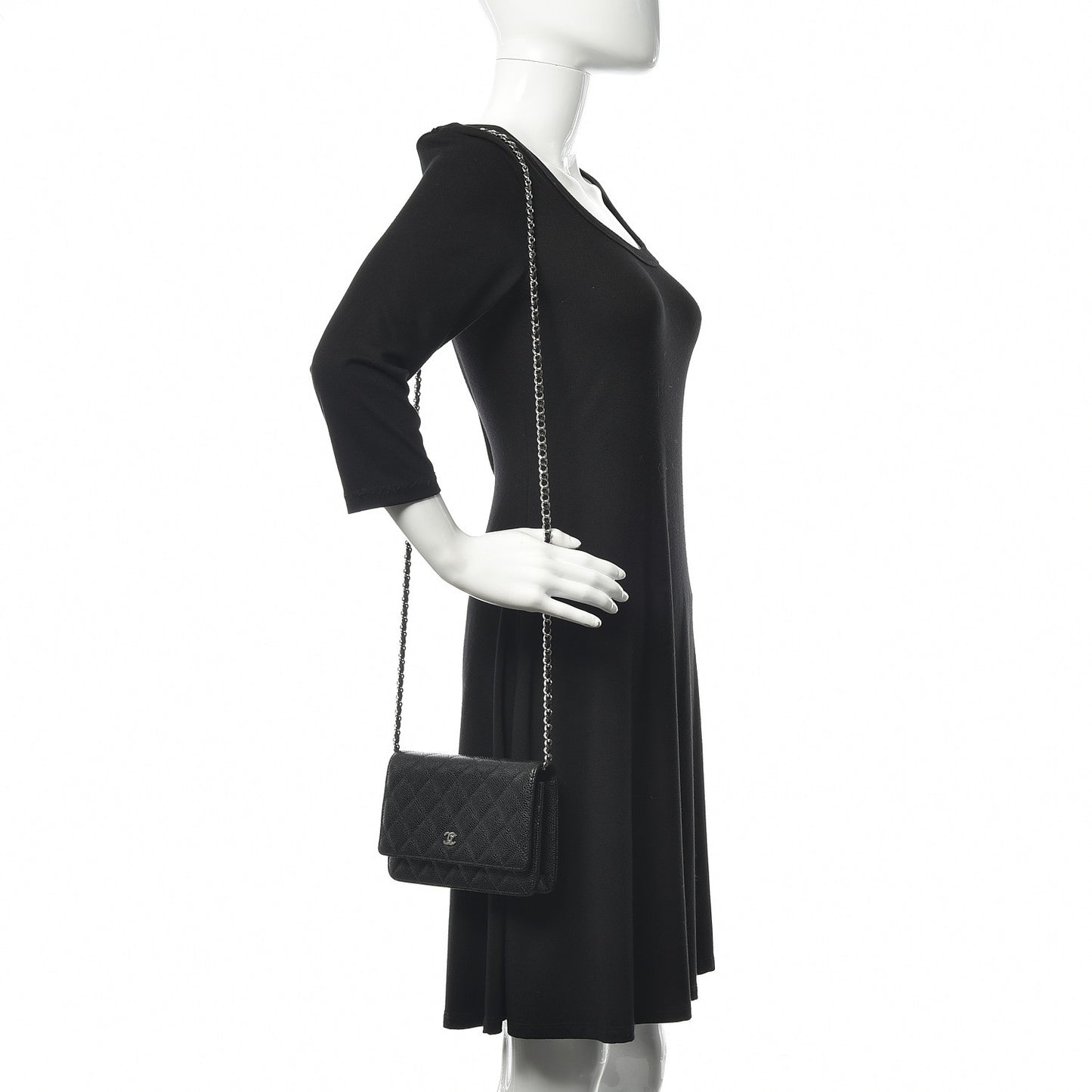 Caviar Quilted Wallet On Chain WOC Black