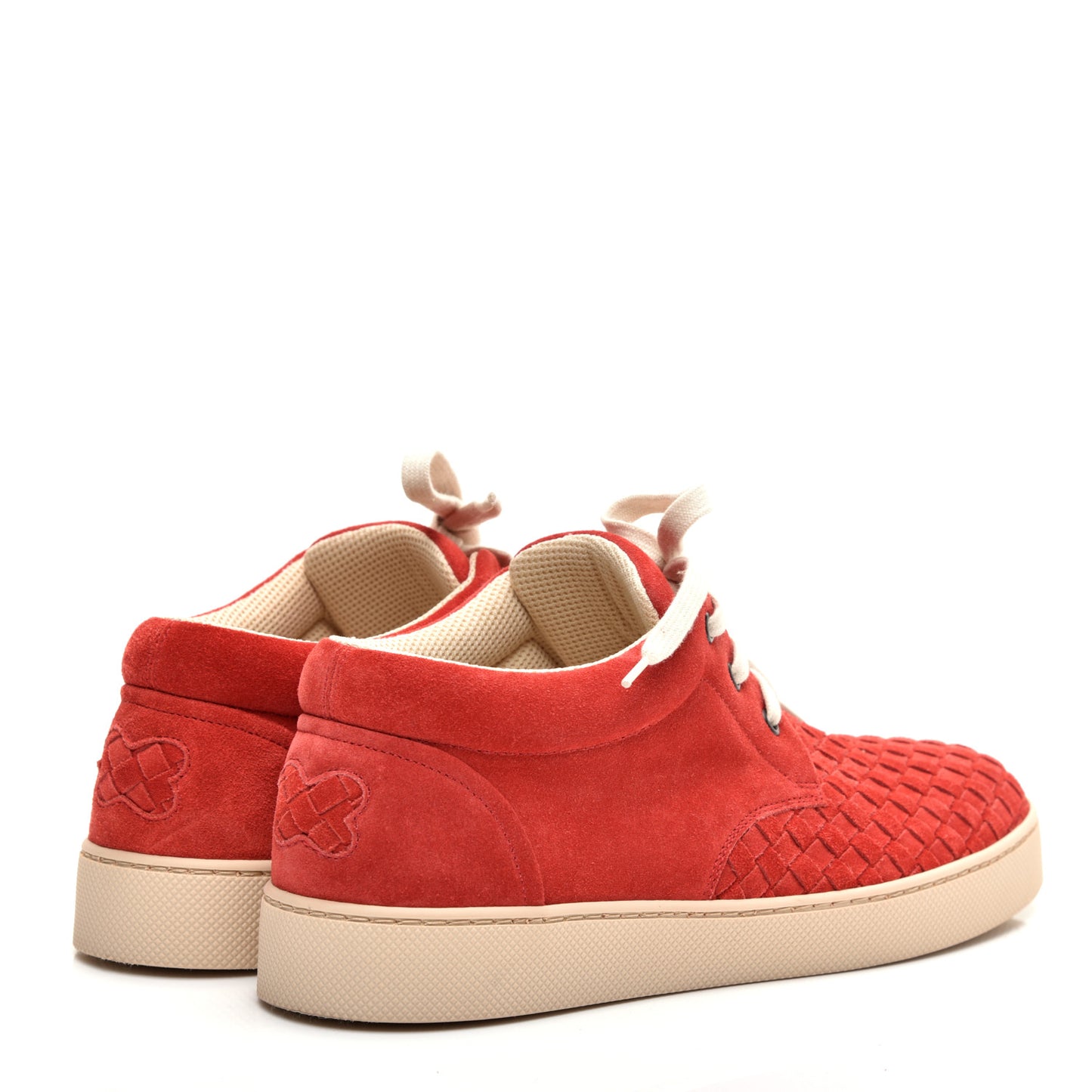 Suede Intrecciato Lace Up Sneakers 41 Red