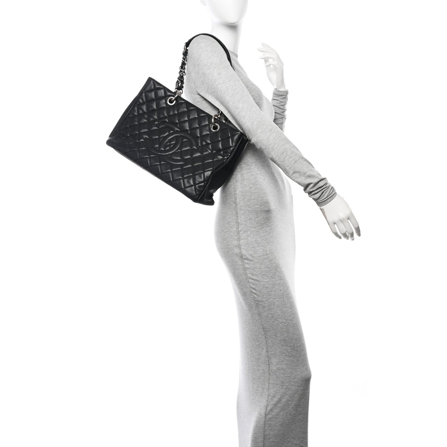 Caviar Quilted Grand Shopping Tote GST Black