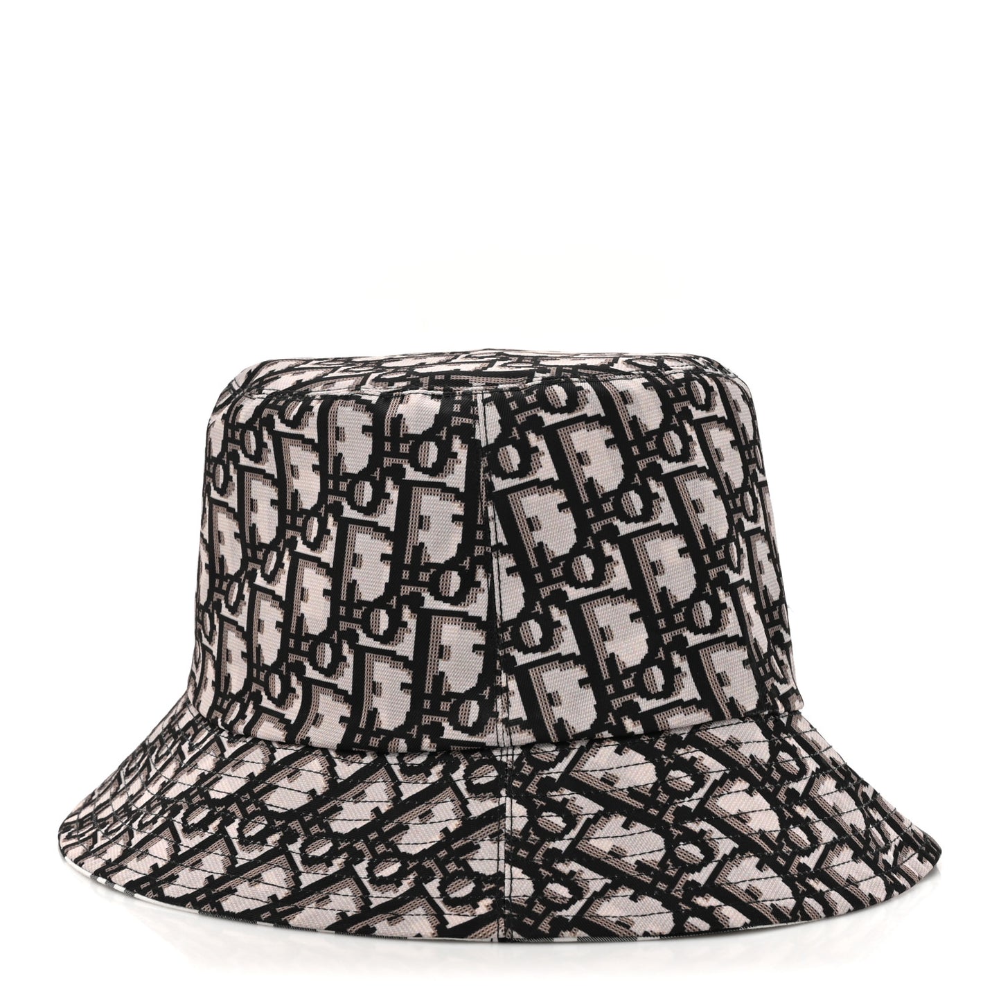 Oblique Plaid Reversible Teddy-D Brim Bucket Hat Black White