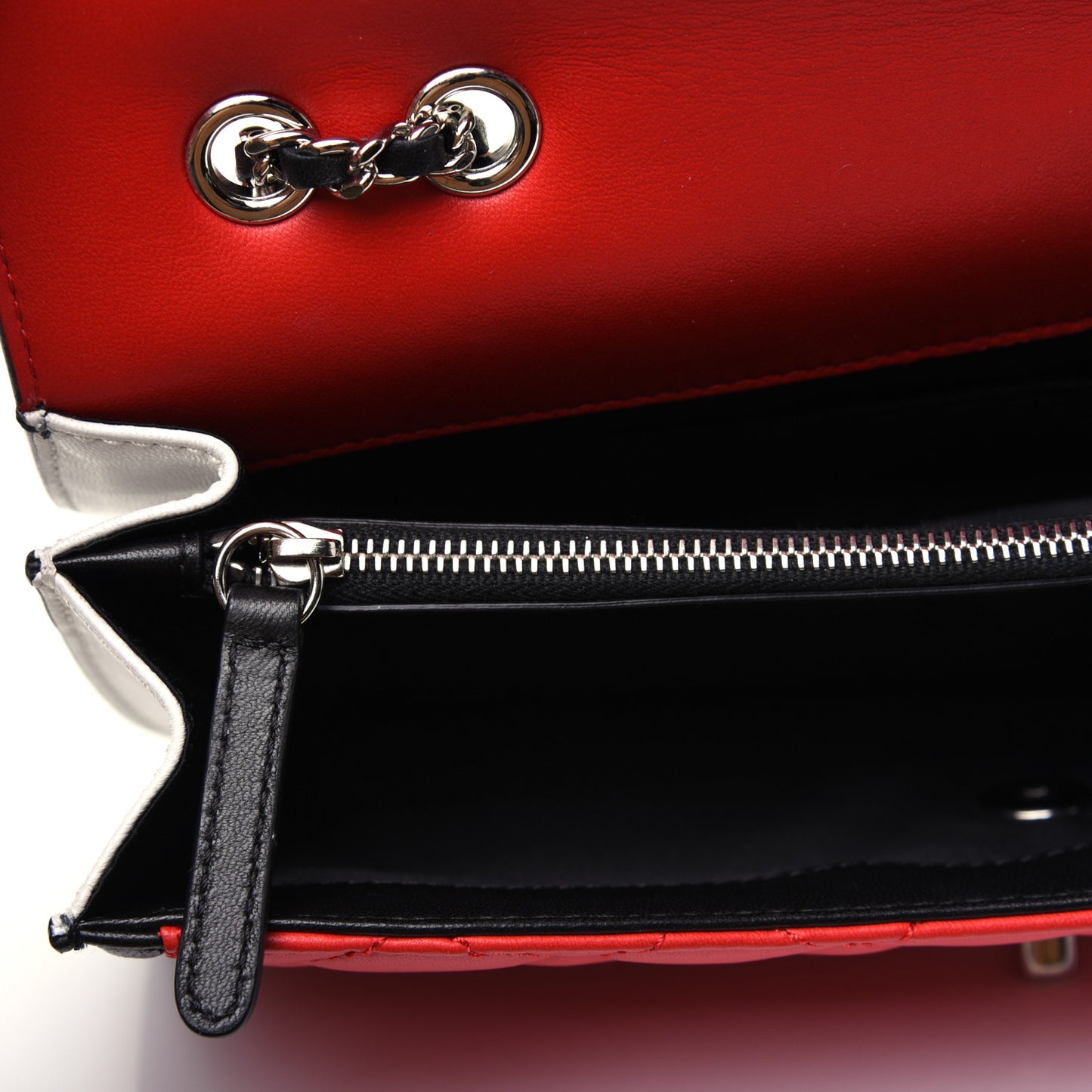 Lambskin Quilted Medium Graphic Flap Red Black