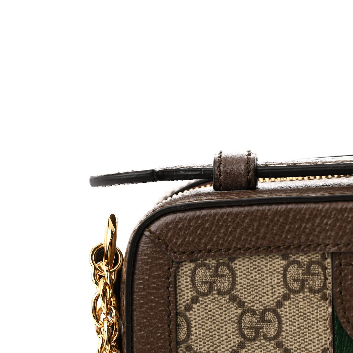 GG Supreme Monogram Mini Ophidia Top Handle Shoulder Bag Brown