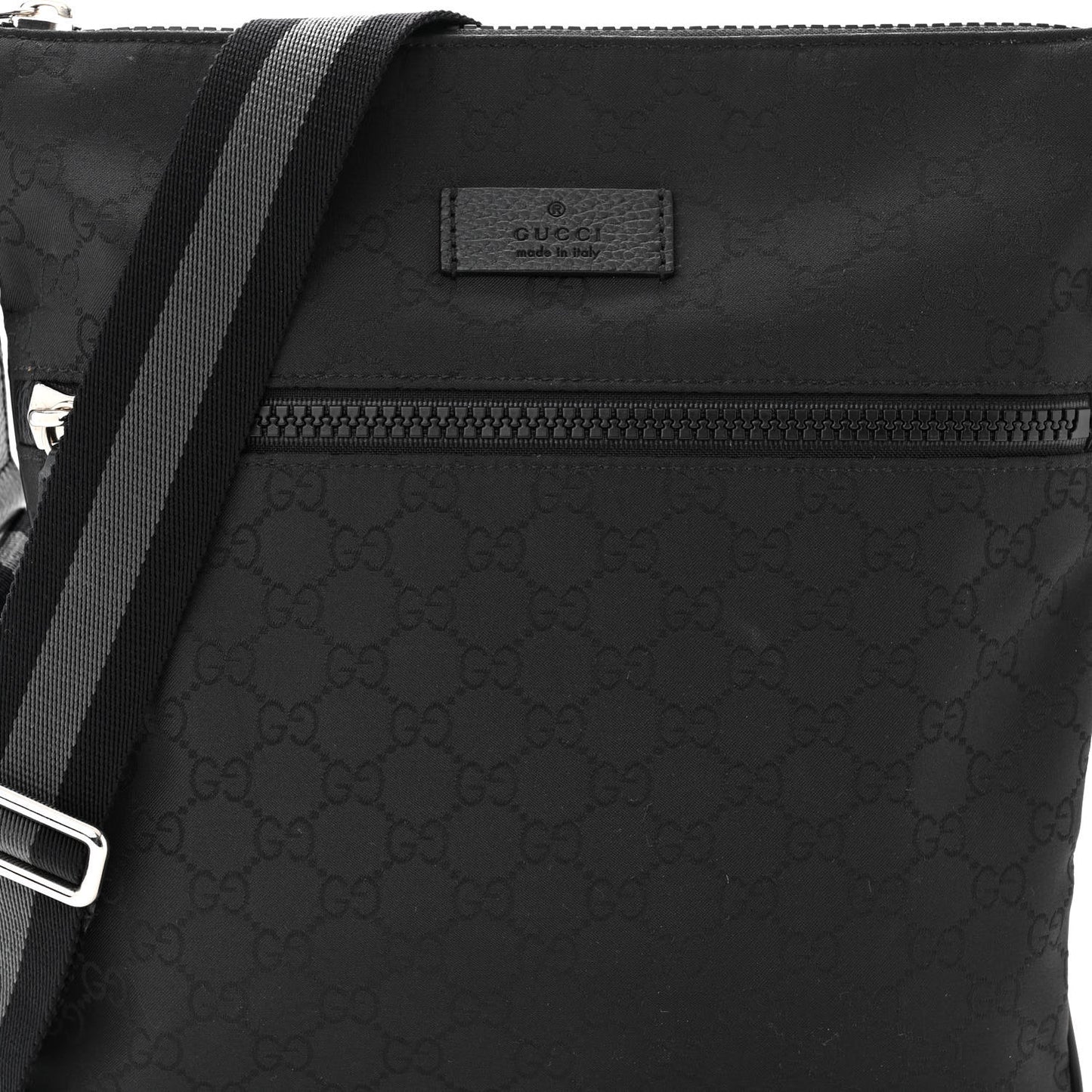 Nylon Monogram Small Flat Messenger Bag Black