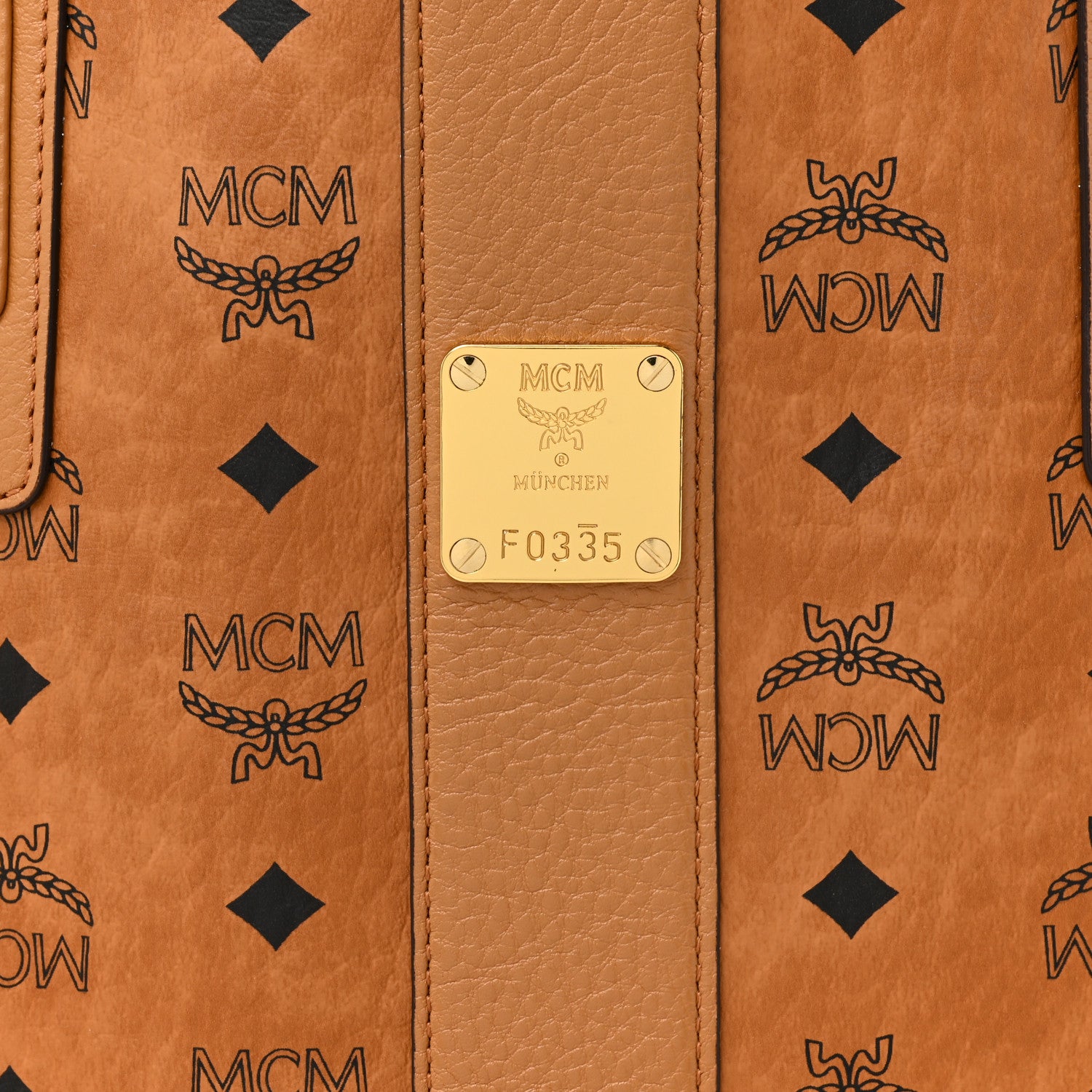 MCM Visetos Large Liz Reversible Shopper Tote Cognac 12 of 17