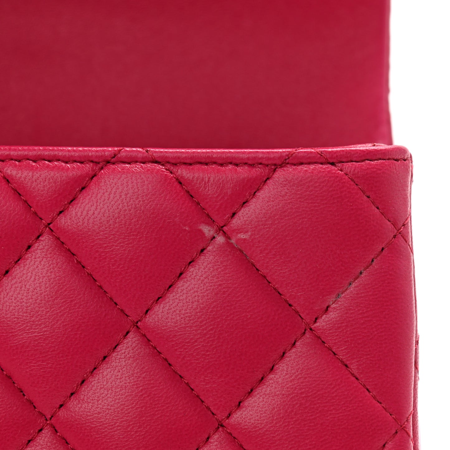 Lambskin Quilted Mini Top Handle Rectangular Flap Dark Pink
