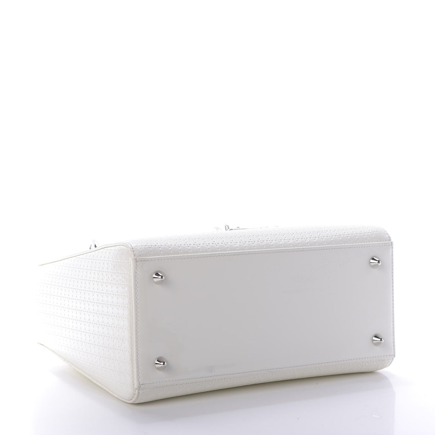 Patent Micro Cannage Medium Lady Dior White