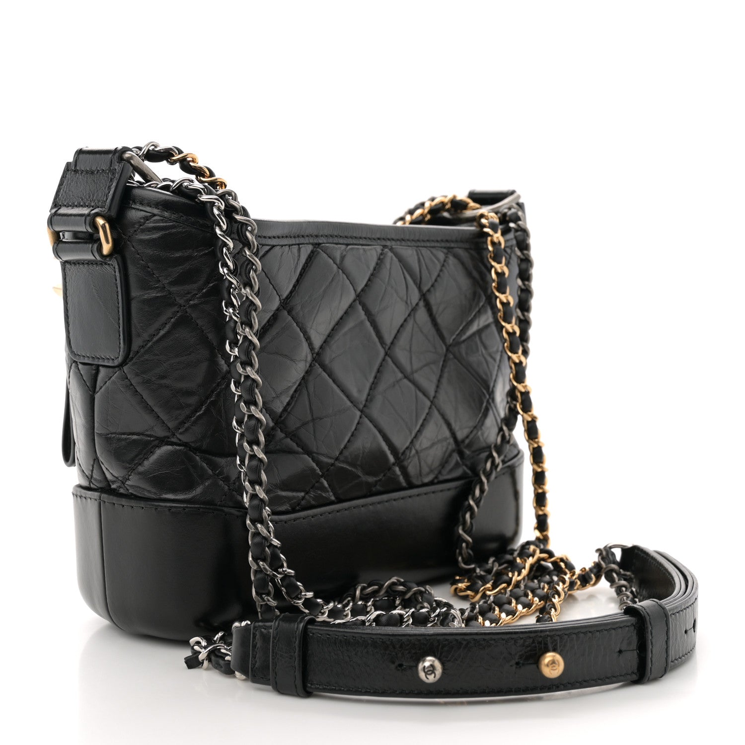 Chanel Aged Calfskin Quilted Small Gabrielle Hobo Black 3 of 10