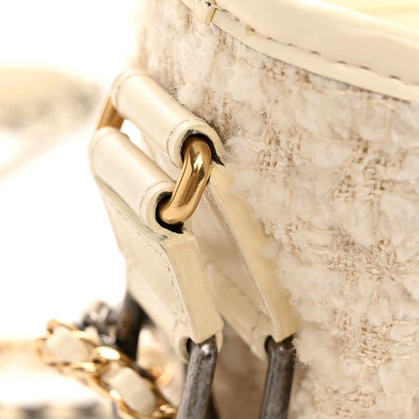 Tweed Calfskin Quilted Small Gabrielle Hobo Ivory