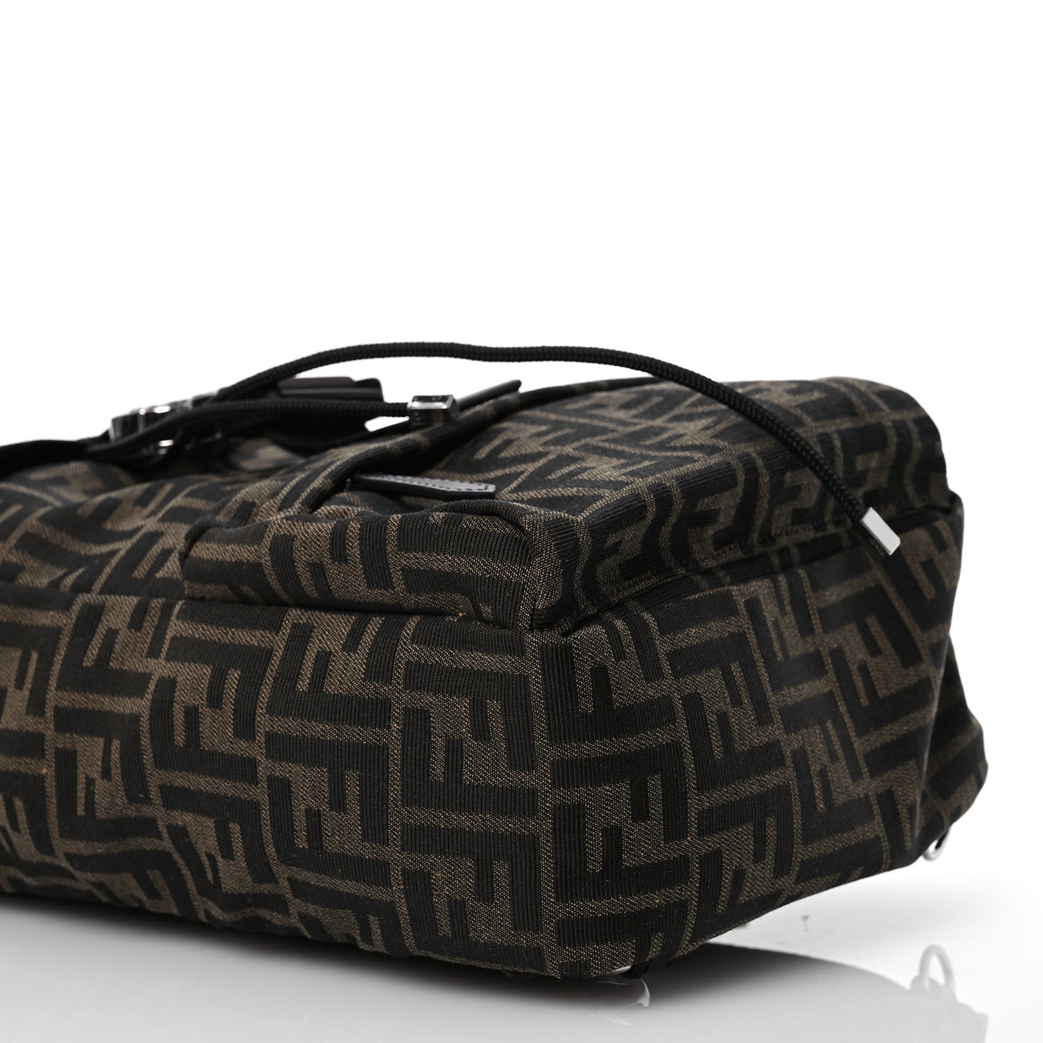 Fendi Recycled Fabric Jacquard Vitello Astro FF 1974 Small Fendiness Backpack Tobacco Moro Black 9 of 10