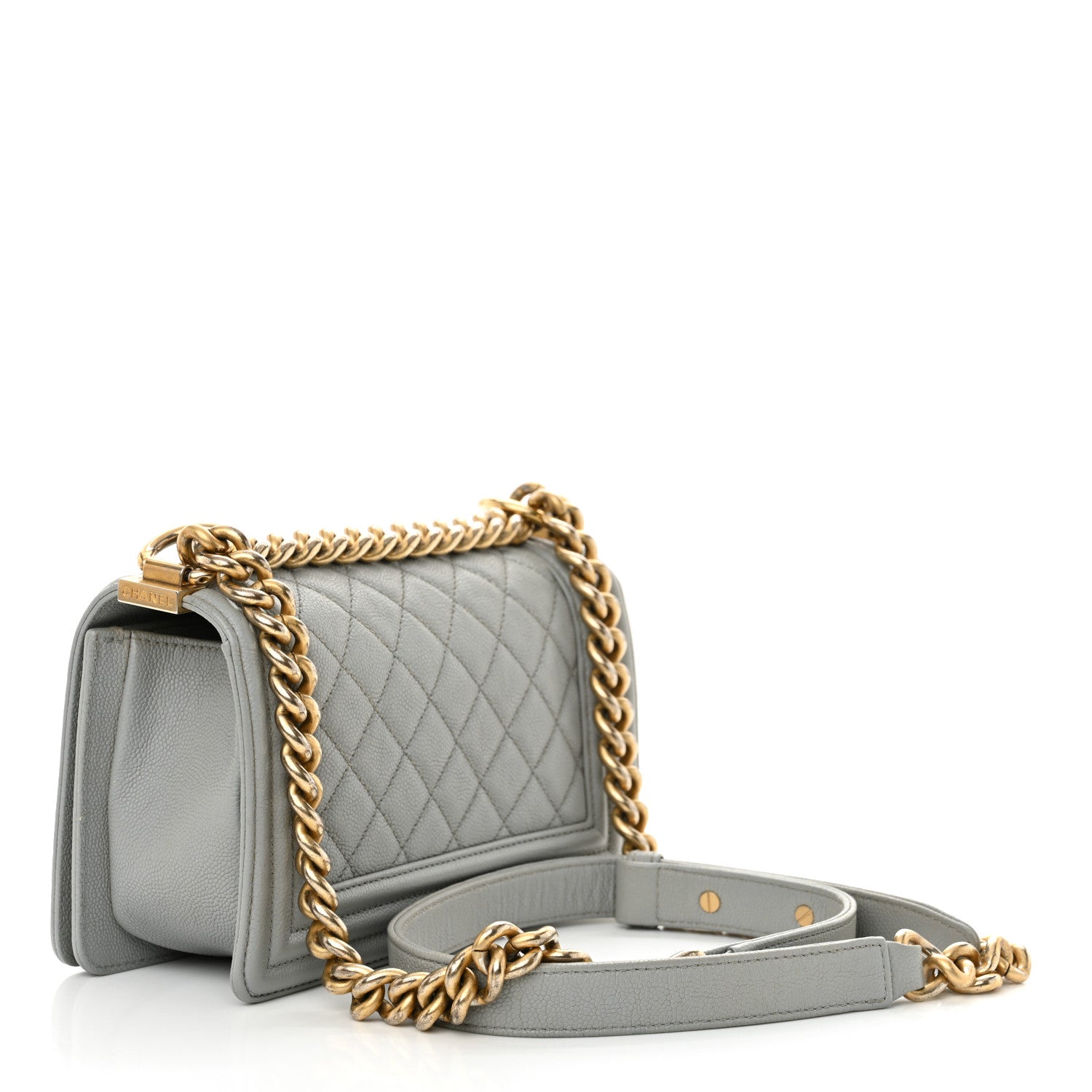 Chanel Caviar Quilted Small Boy Flap Light Grey 3 of 13