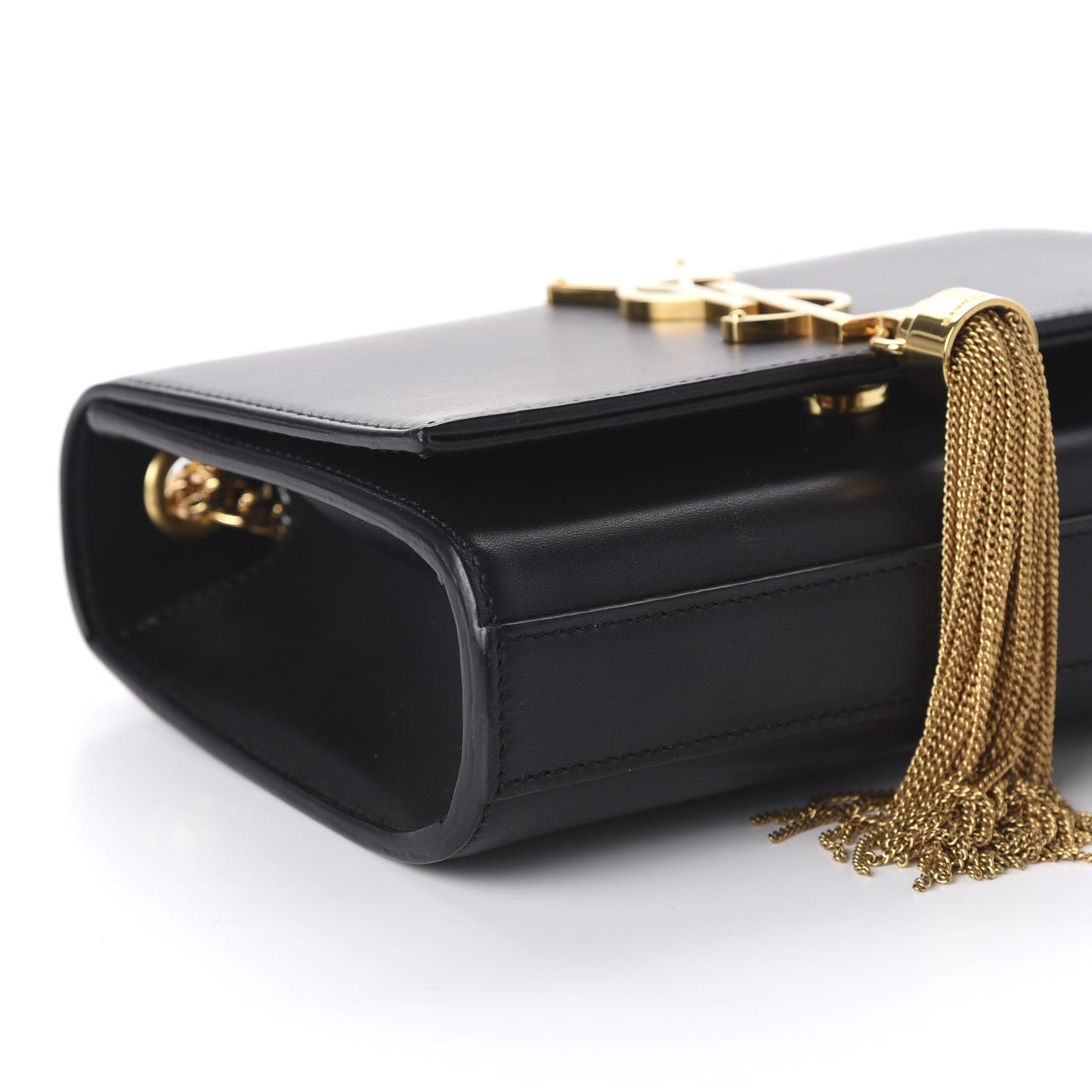 Calfskin Small Classic Monogram Kate Tassel Satchel Black