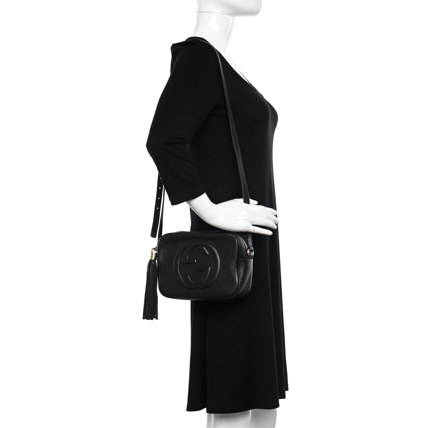 Pebbled Calfskin Small Soho Disco Bag Black