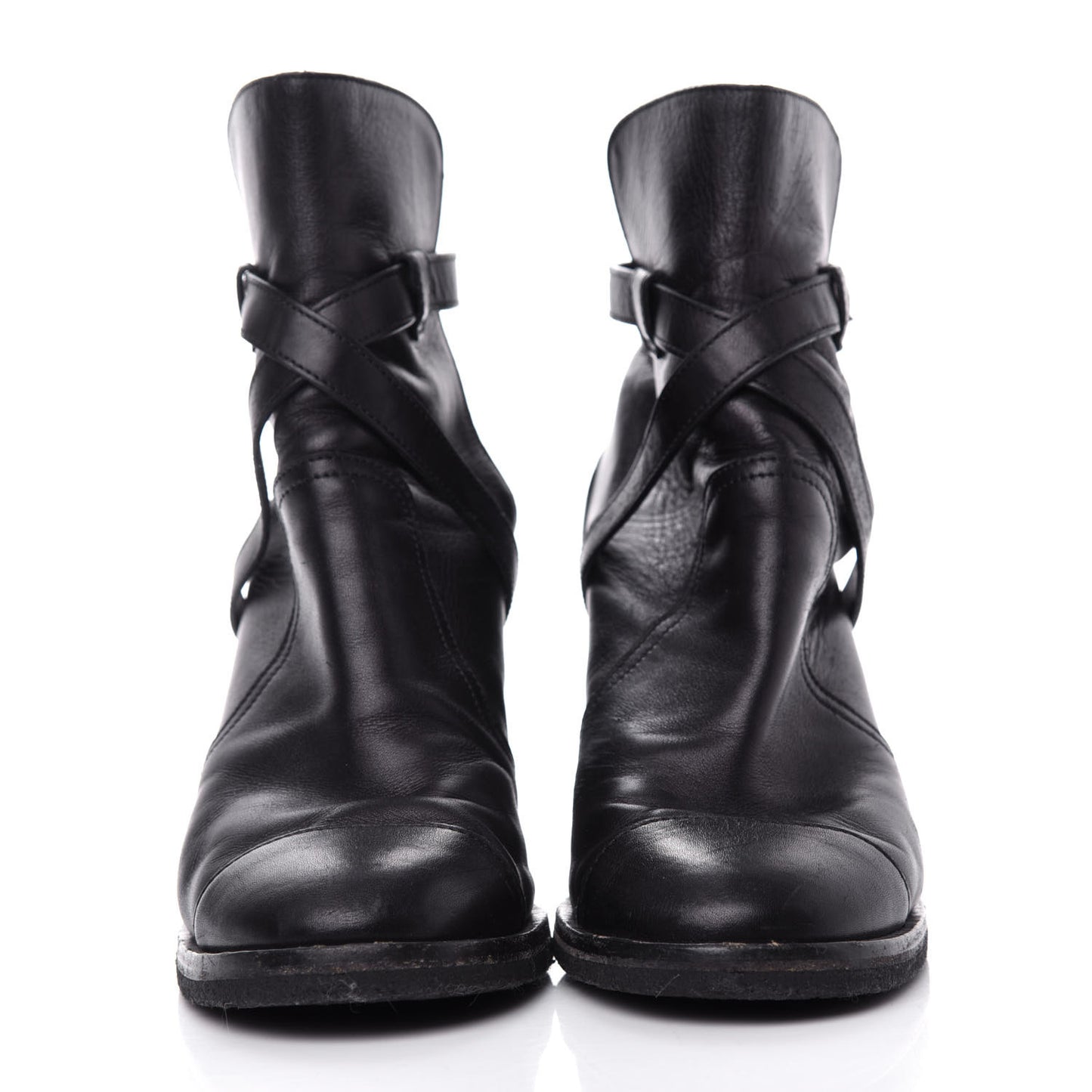 Lambskin CC Buckle Short Boots 39 Black