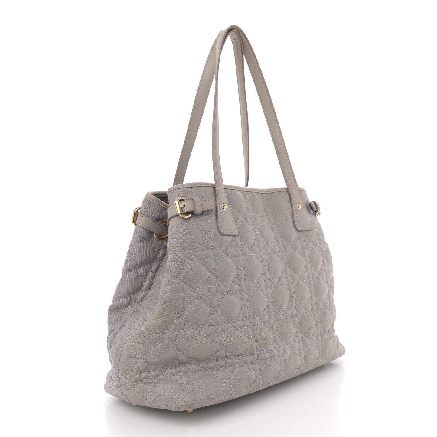 Coated Canvas Cannage Small Panarea Tote Grey