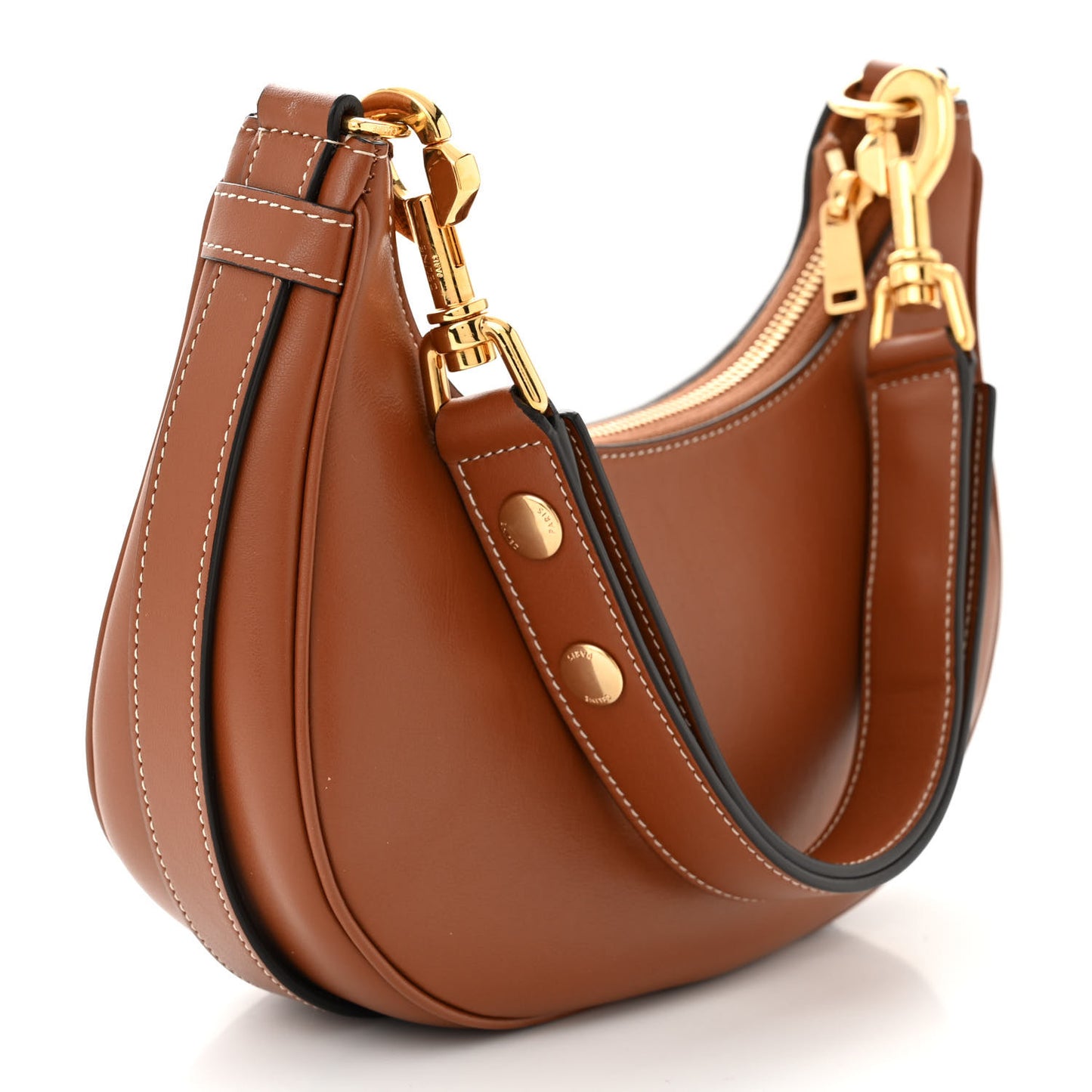 Smooth Calfskin Medium Strap Ava Shoulder Bag Tan