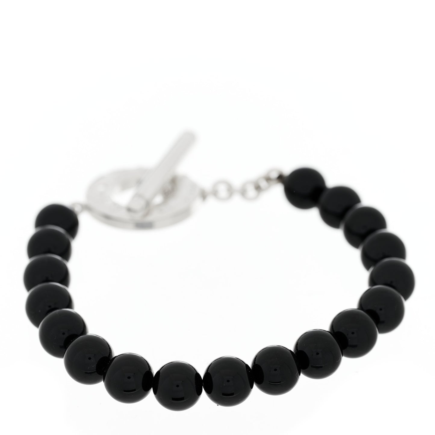 Sterling Silver Black Onyx Bead Toggle Bracelet