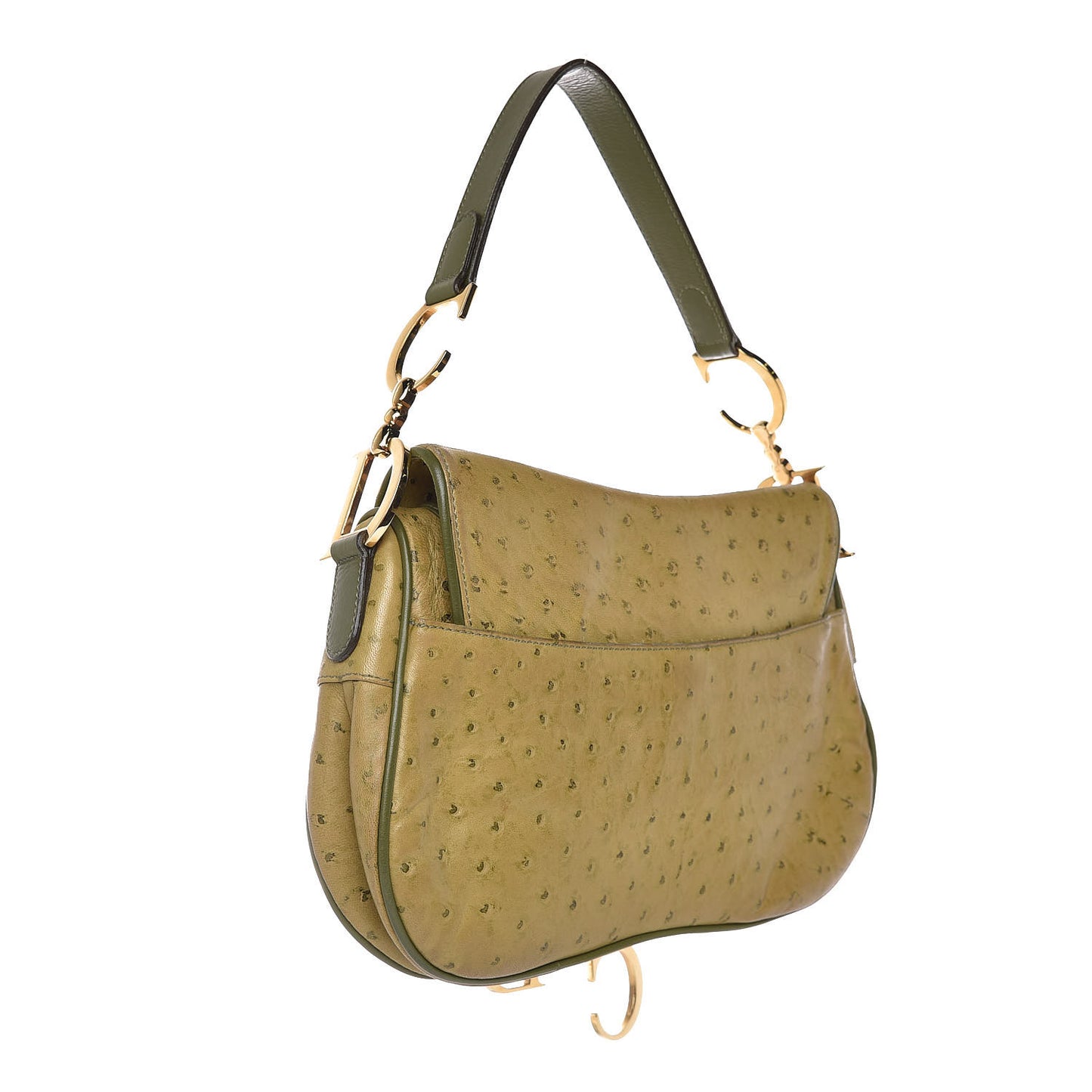 Ostrich Double Saddle Bag Green
