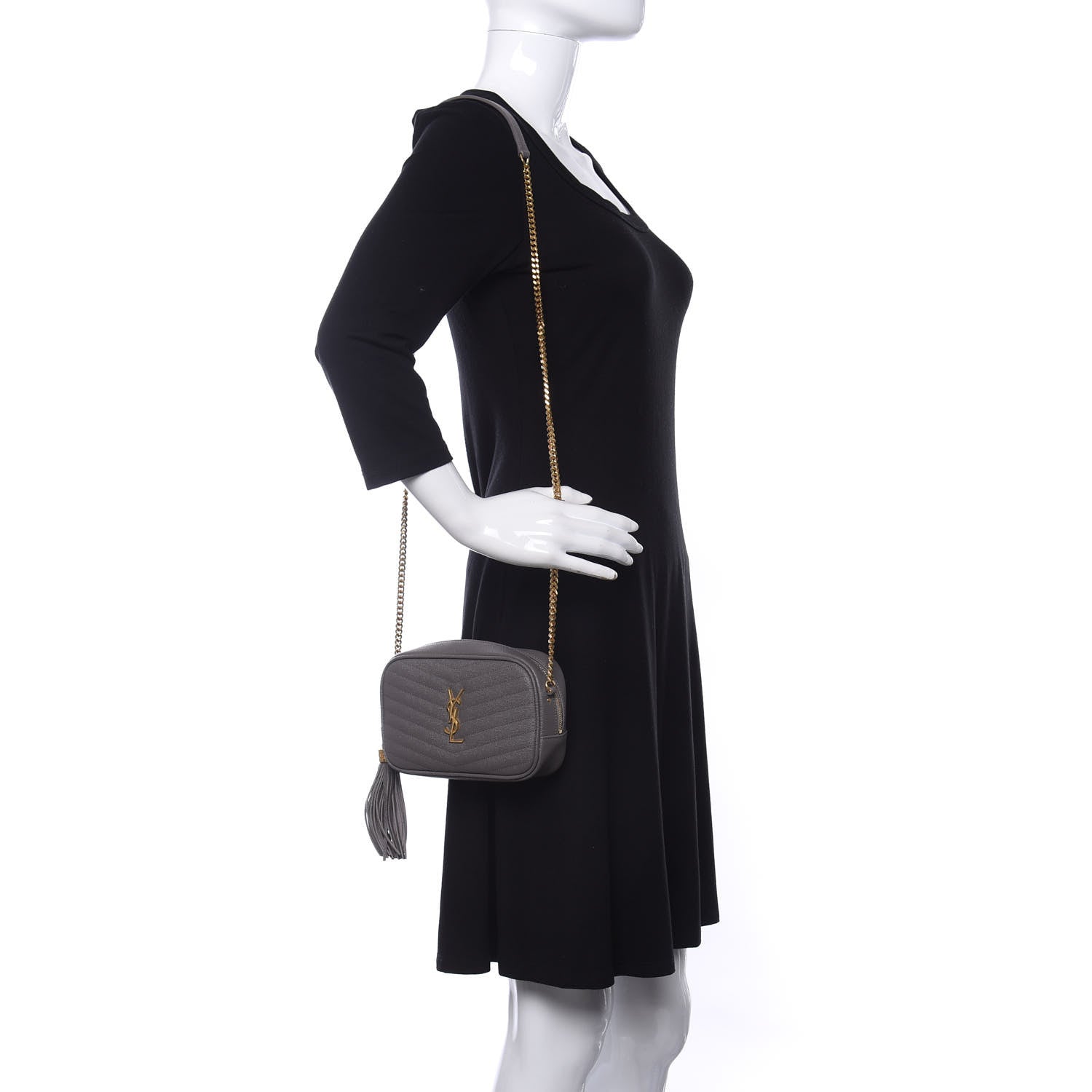 Saint Laurent Grain De Poudre Matelasse Monogram Mini Lou Camera Bag Fog 2 of 10