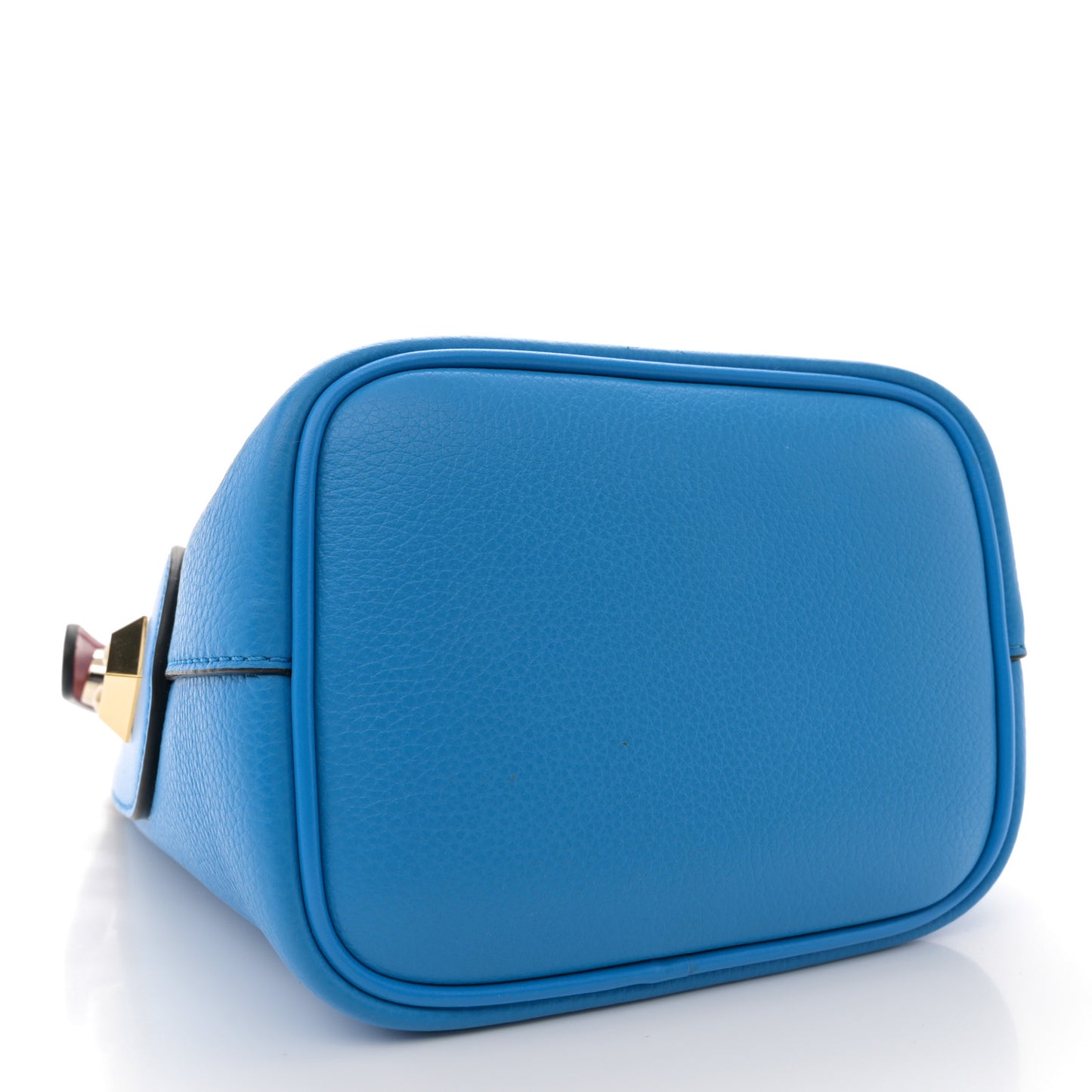 Grained Calfskin Mini Carasky Bucket Bag Blue