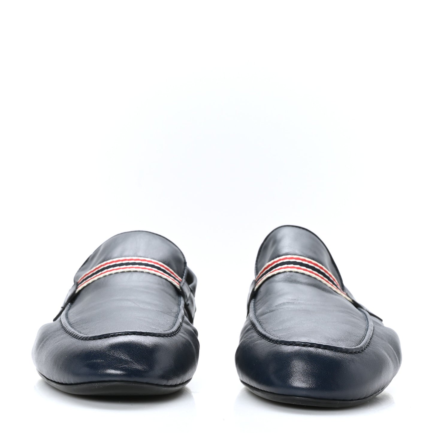 Calfskin Mens Web Driver Loafers 7.5 Navy