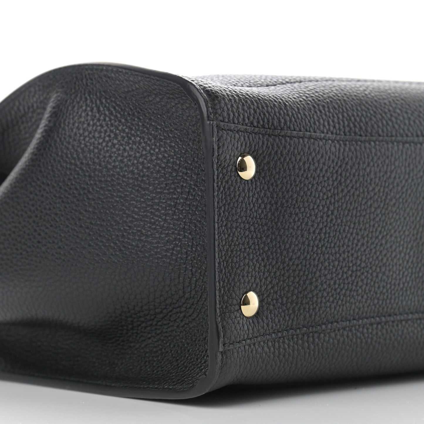 Hammered Calfskin Double Handle Small Amy Tote Black