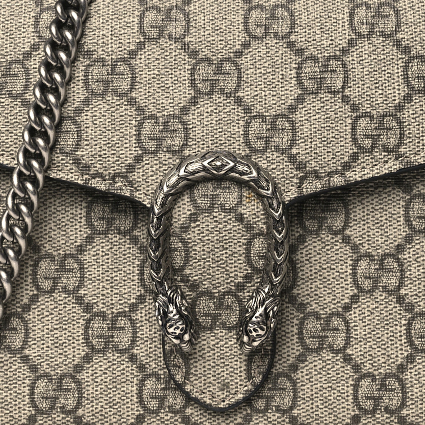 GG Supreme Monogram Mini Dionysus Chain Wallet Beige Black