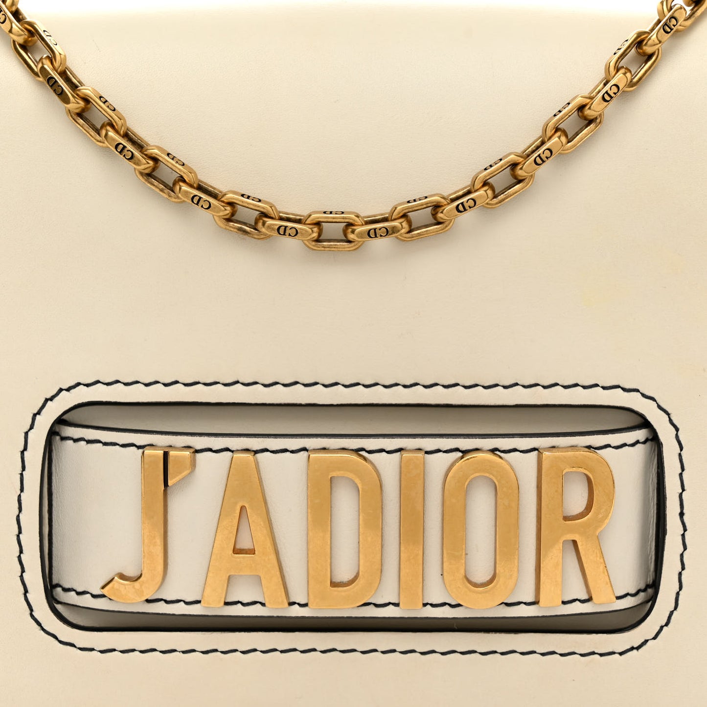 Calfskin J'Adior Chain Flap Bag Off White