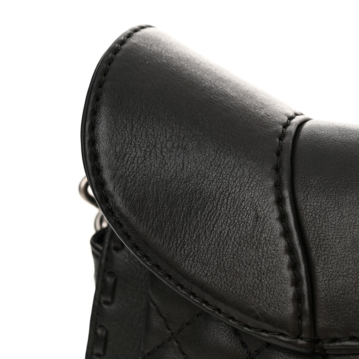 Calfskin Quilted Dallas Saddle Bag Black
