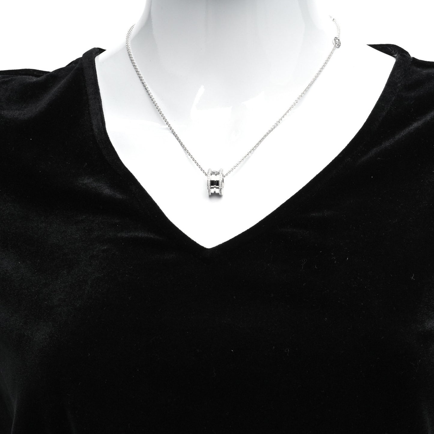 18K White Gold Diamond B.Zero1 Pendant Necklace