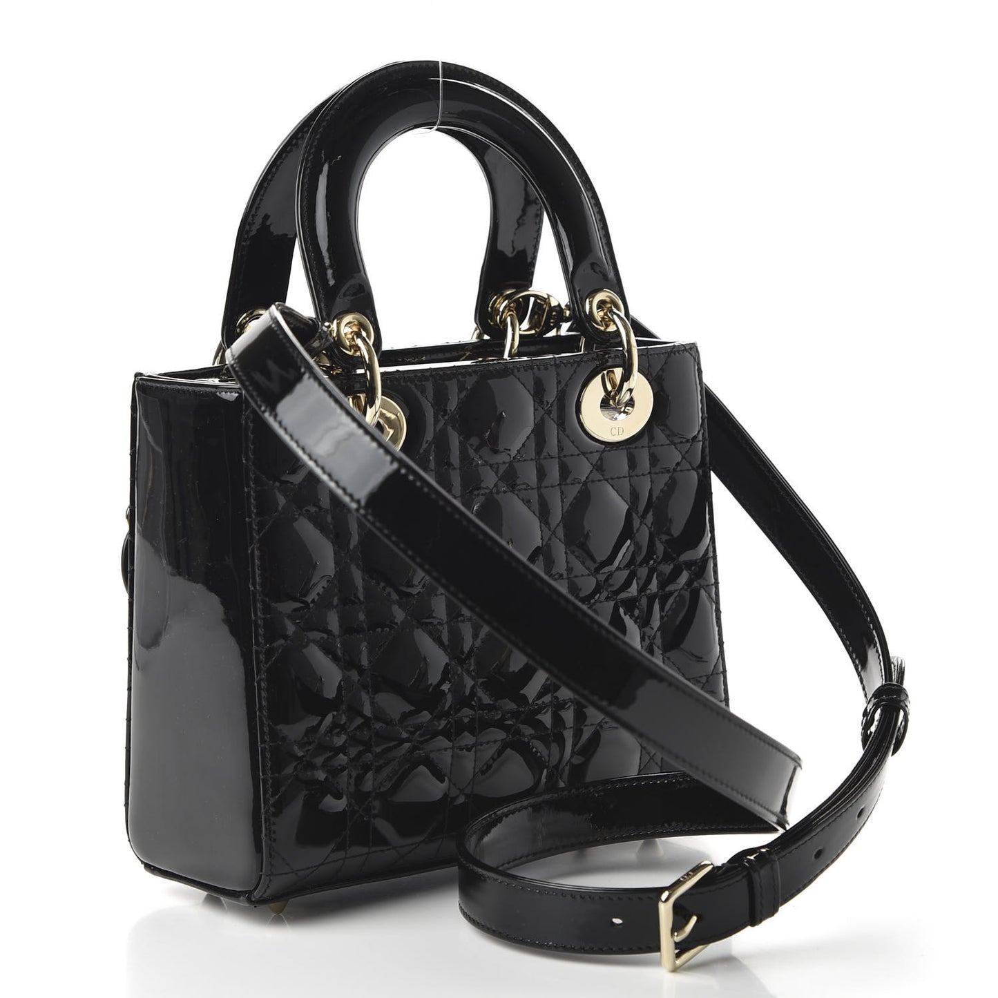 Patent Cannage Small Lady Dior Black