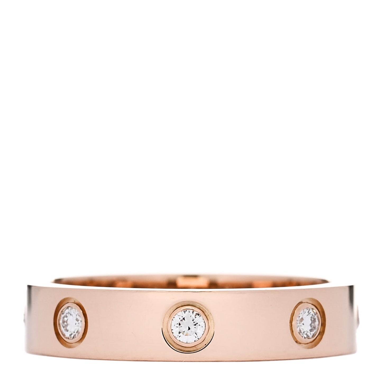 18K Pink Gold 8 Diamond 4mm LOVE Wedding Band Ring 51 5.75