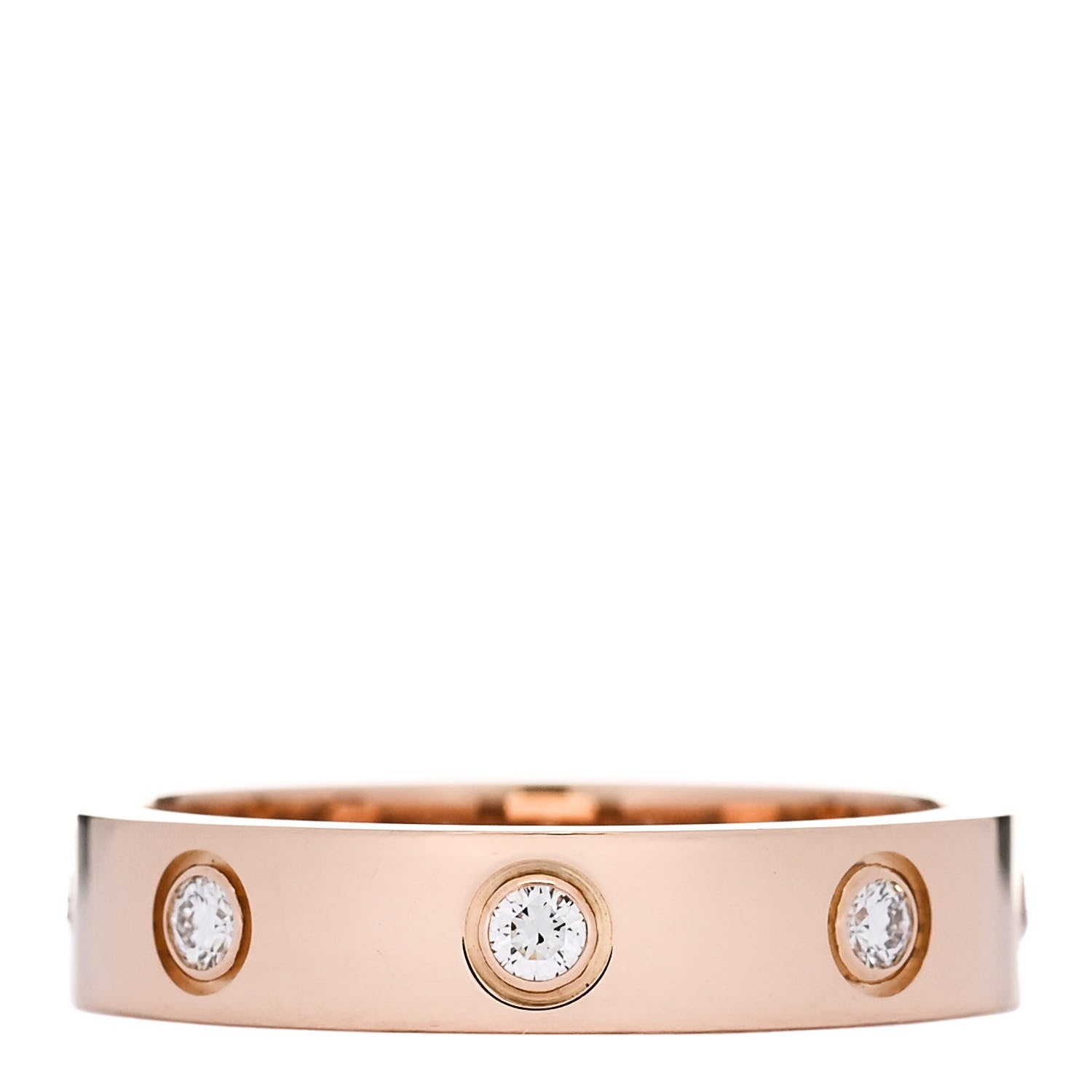 Cartier 18K Pink Gold 8 Diamond 4mm LOVE Wedding Band Ring 51 5.75 1 of 5