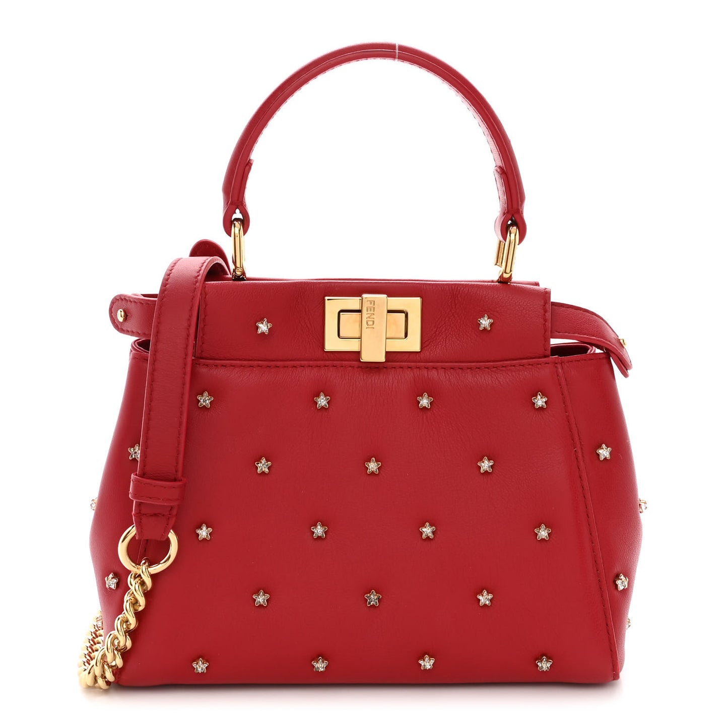 Nappa Crystal Stars Studded XS Peekaboo Iconic Satchel Fragola