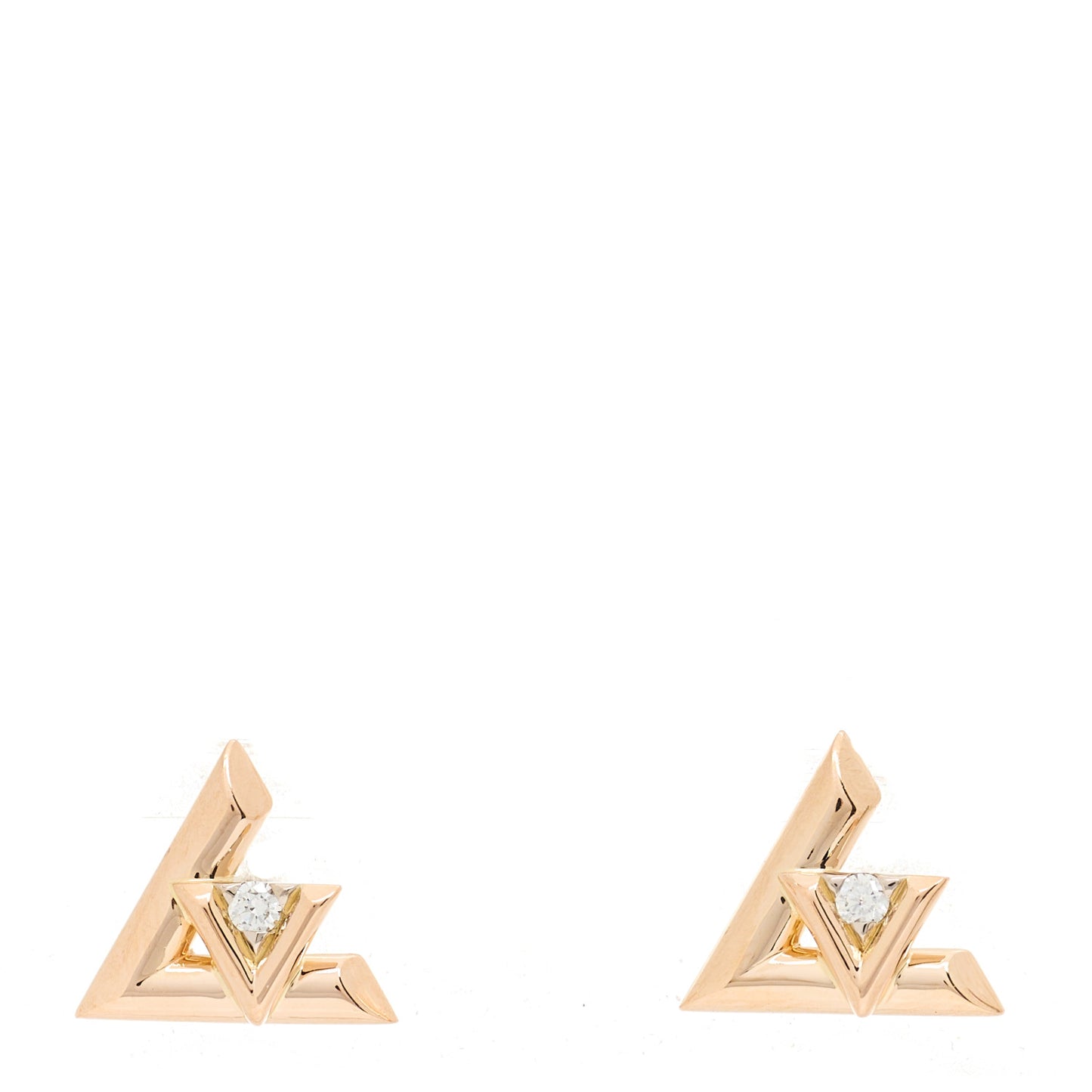 18K Pink Gold Diamond LV Volt Stud Earrings