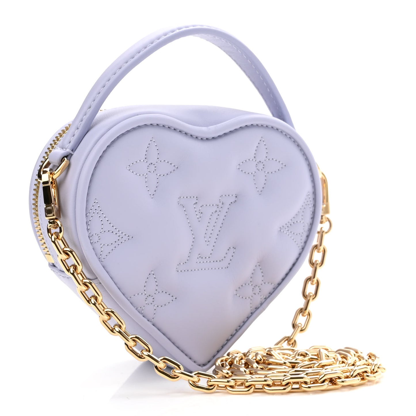 Calfskin Embroidered Monogram Pop My Heart Bag Pouch Lilac